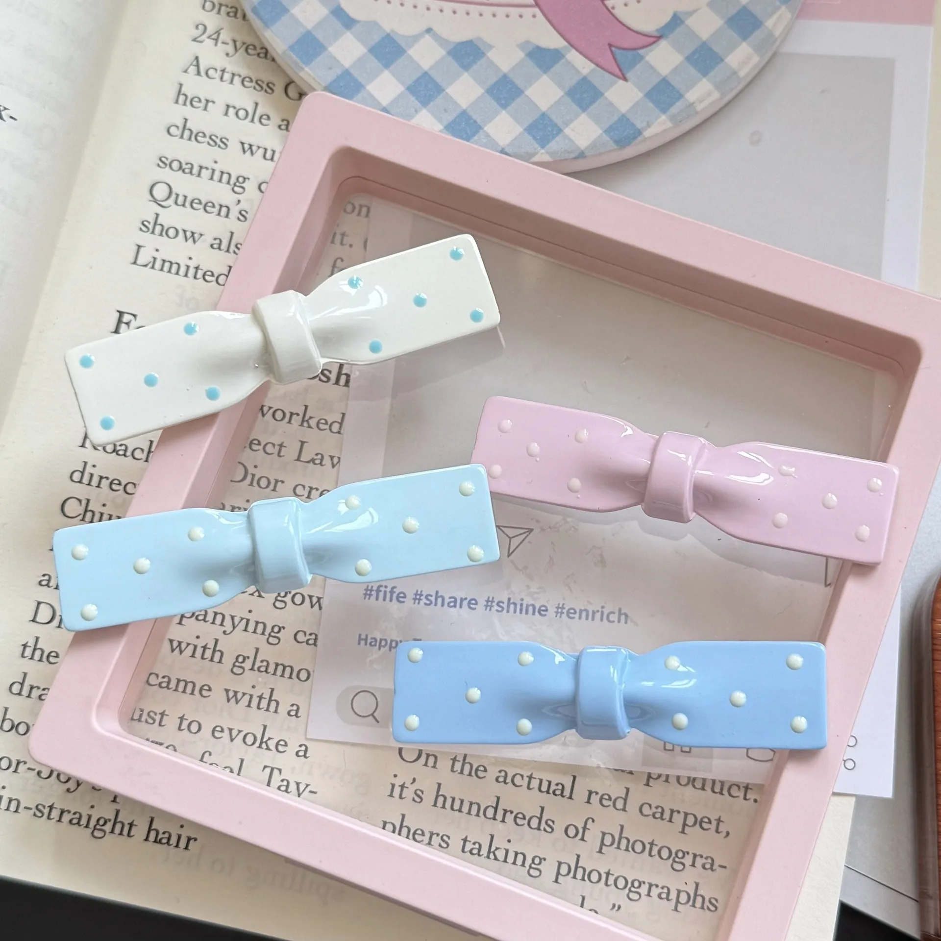 

Cute Dot Bow Hair Clips For Women Girls Sweet Hair Ornament Blue Bowknot Side Hairpin Barrette Hairgrip Fashion Hair Accessories