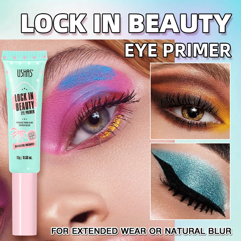 USHAS Lock In Beauty Eyeshadow Primer Long Lasting Smudge Proof Brighten Eye Color Smooth Base Invisible Eye Makeup Primer