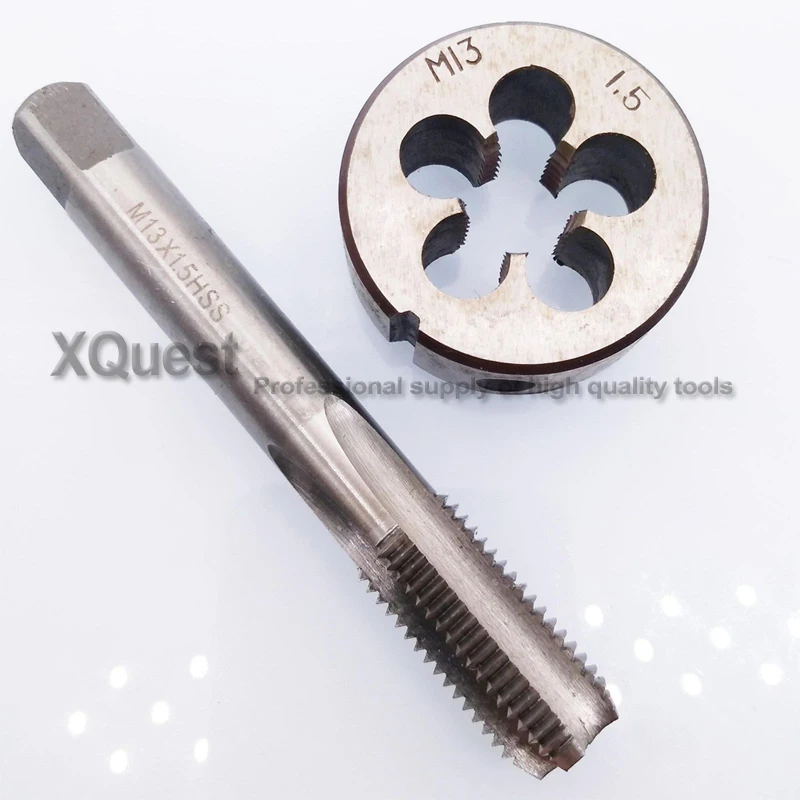 1set HSS Metric Hand tap and die set M13 M13X1 M13X0.75 13X1.5 Fine Screw thread Plug Tap Round dies M13X1.5 M13X1.25 M13X0.5