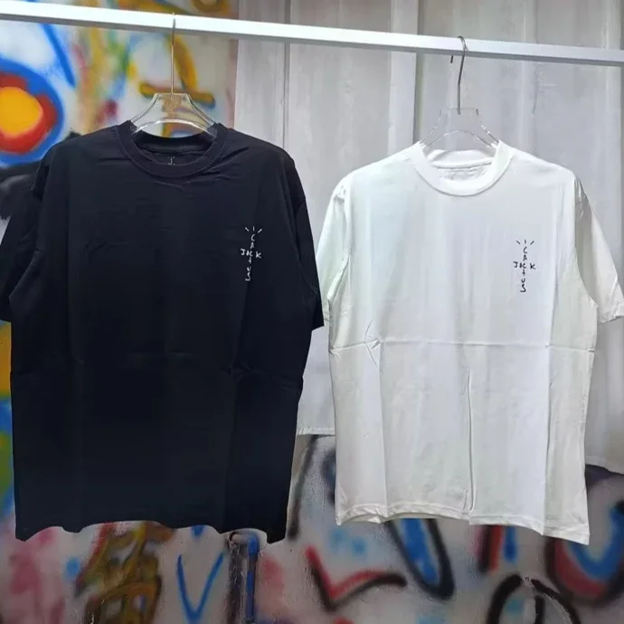 

25SS White Cactus Jack Pure Cotton T Shirts Men Women High Quality American Crew Neck Black Short Sleeve UTOPIA Tops