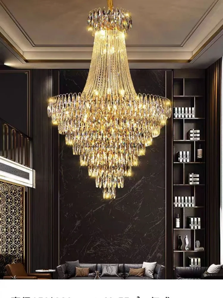 Luxury LED Crystal Chandelier Villa Hotel Lobby Living Dining Room Staircase High-end Art Hanging Lamps Modern Home Decor Lights