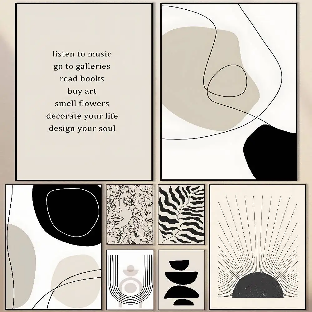 

Abstract Bohemian Wall Art Poster Modern Waterproof HD Wall Art Decal Self-Adhesive Aesthetic Decor for Home Living Room Bedroom