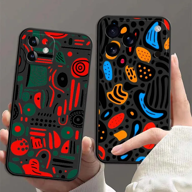 

Cartoon Abstract Red Pattern For Apple iPhone 17 16 15 14 13 XR XS Mini Air Pro Max Plus Black Soft Matte Cover Phone Case