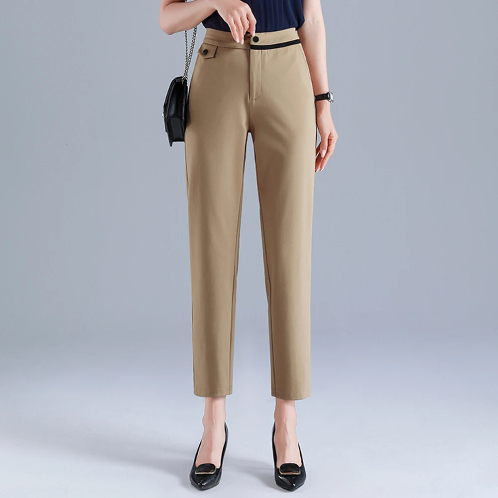 Damen Khaki Hose lässig gerades Bein weites Bein Anzug Hose Büro Dame neun Punkt gerade Frühling Sommer neuen Stil 2023 5xl