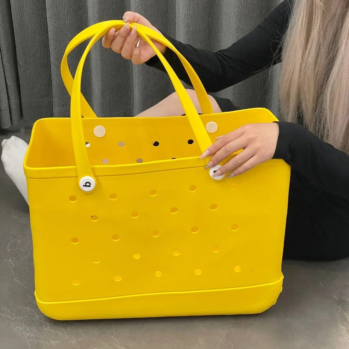 L/XL Croc Beach Tote Bag Rubber EVA Waterproof Basket Extra Large Women Shopping Shoulder Handbag Beach Jelly Sac Tote Bag Purse