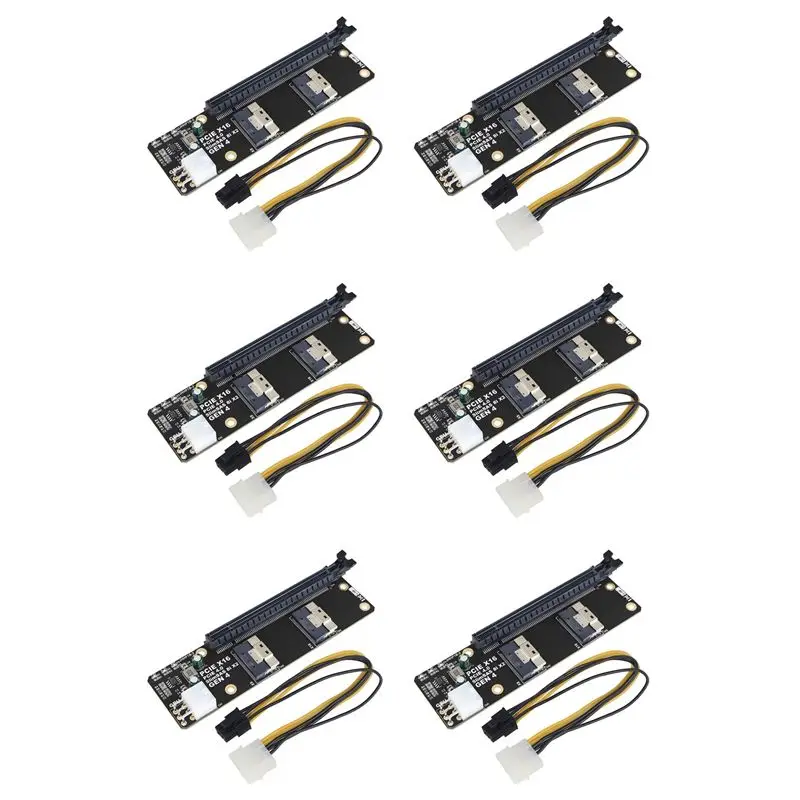 

Адаптер-карта Exquisite-6X с 2 портами SlimSAS 8I X2 на слот PCIe 4.0 X16, плата-райзер SFF8654 GEN4 для сетевых графических видеокарт и GPU