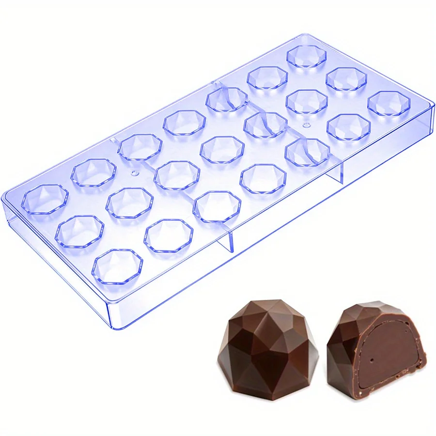 Molde de Chocolate de diamante de 21 rejillas, moldes de plástico transparente para hacer dulces, bandeja en forma de diamante para truco o trato de Halloween JXB