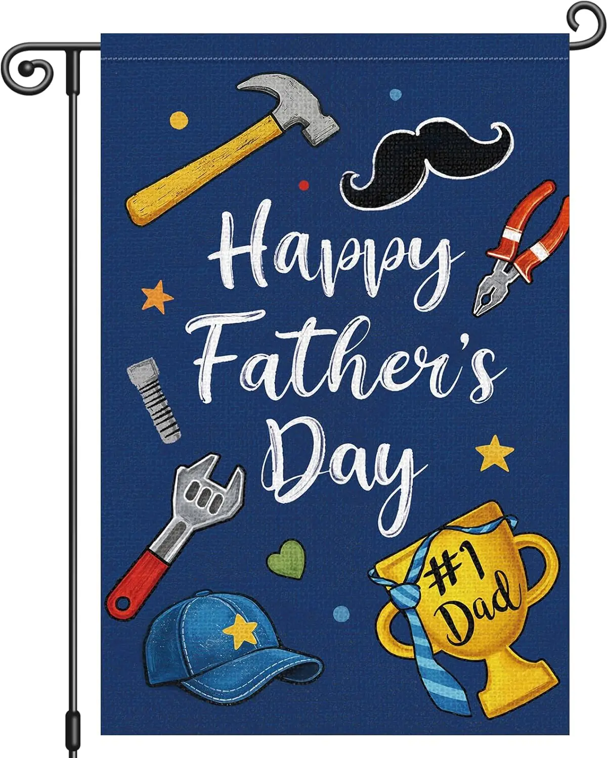 Louise Maelys Happy Father's Day Garden Flag 12x18 Inch, Dad Yard Flag with Tools Design, Double Sided Outdoor Banner Si AAS