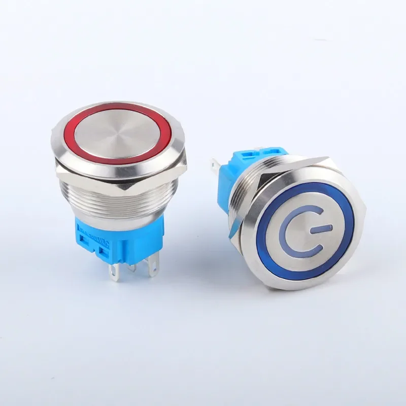 12 / 16 / 19 / 22mm Metal Button Switch Power Button 5V 12V 24V 220V Waterproof Round Button LED Light Self Locking Reset Button