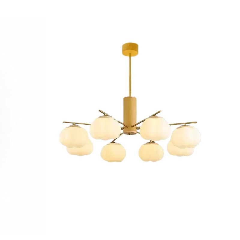 

Wooden cotton chandelier, creamy wind simple living room bedroom study warm and creative eye protection lamp