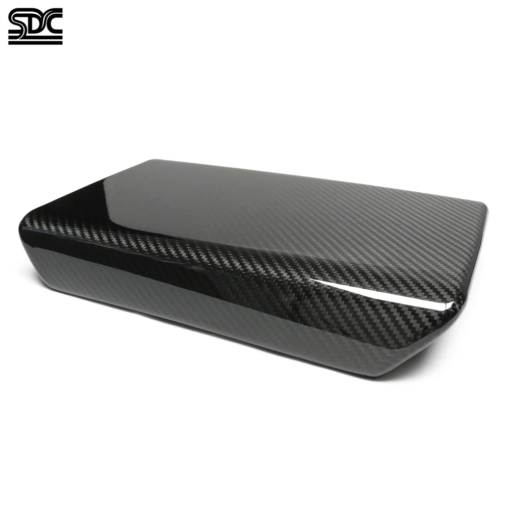 Finiture interne in vera fibra di carbonio a secco per Tesla Model Y 2025 + Model 3 2023-2025 Bracciolo Box Cover Volante Trim Portabicchieri