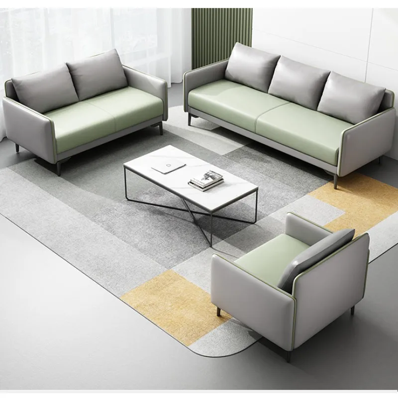 European Style Office Furniture Sofa Office Light Luxury Style Modular Sofas Leather Sofa Office Furniture