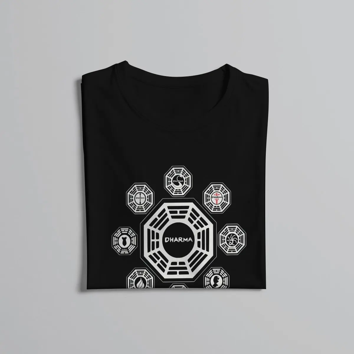 Lost TV Show The Dharma Initiative Tshirt Graphic Men Tops Vintage Fashion Summer Polyester  Streetwear Harajuku T Shirt