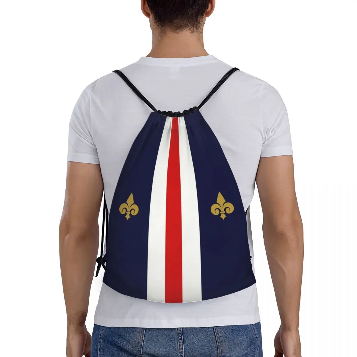 France Flag Drawstring Bag Men Women Portable Sports Gym Sackpack Lily Flower Training Storage Backpacks