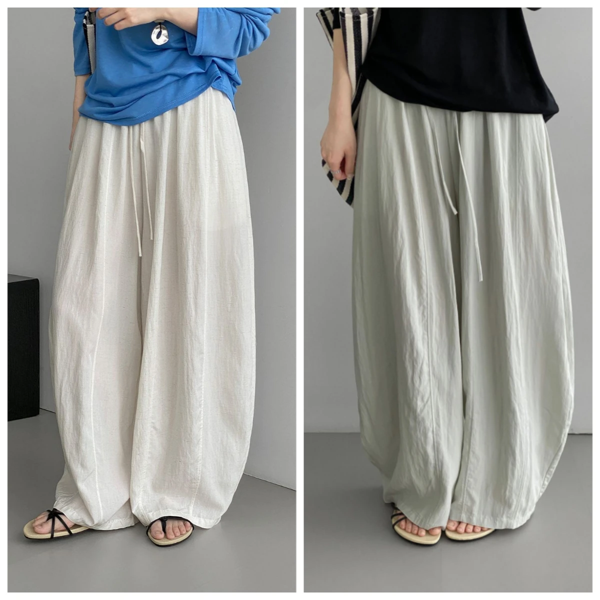 2026 Summer New Women's Pants High Waist Drawstring With Pockets Design Solid Color Versatile Trousers Female