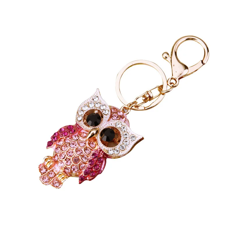 Fashion Owl Keychain Charm Animal Pendant Jewelry Handbag Purse Bag Key Ring Women Ornament Car Key Chain Gift 3 Color