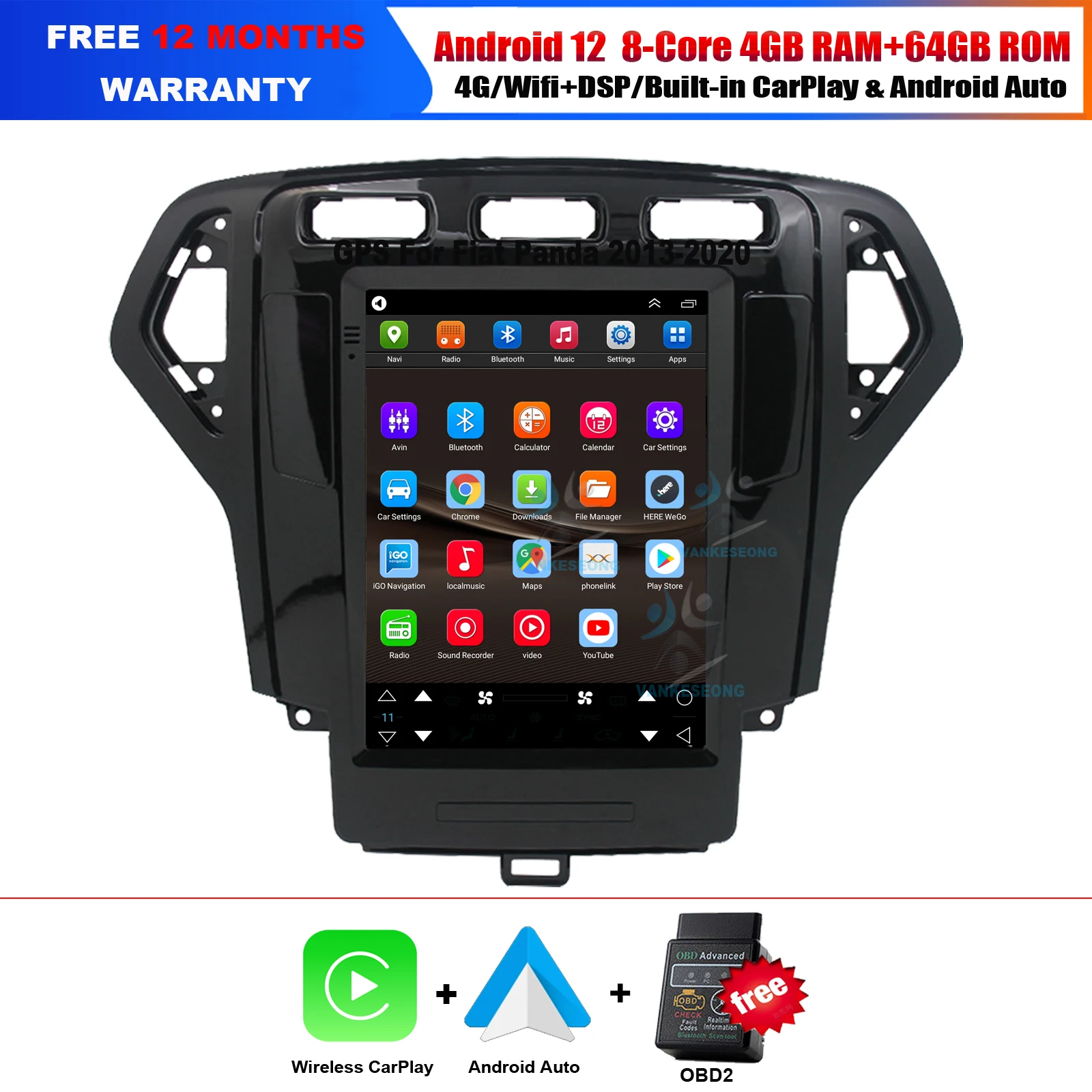 KS9809M 9.7 inch Wireless Carplay Android Auto 4G 4+64GB Car Multimedia DAB Radio For Ford Mondeo MK4 2007-2010 GPS Car Stereo