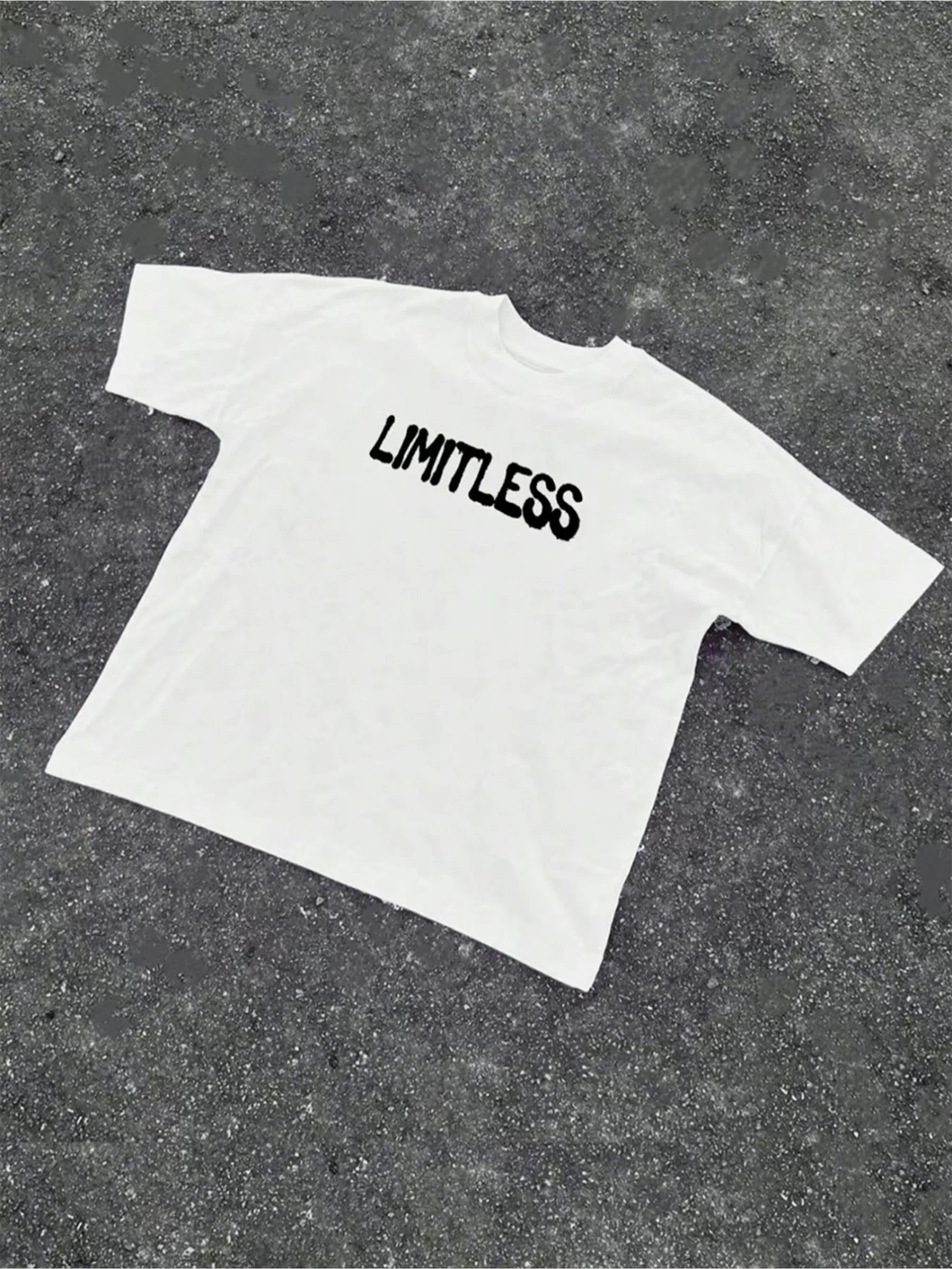Men Women Y2K Graphic T-Shirt LIMITLESS Front & Back Print Regular Fit Casual Streetwear Machine Washable Summer Everyday Wear
