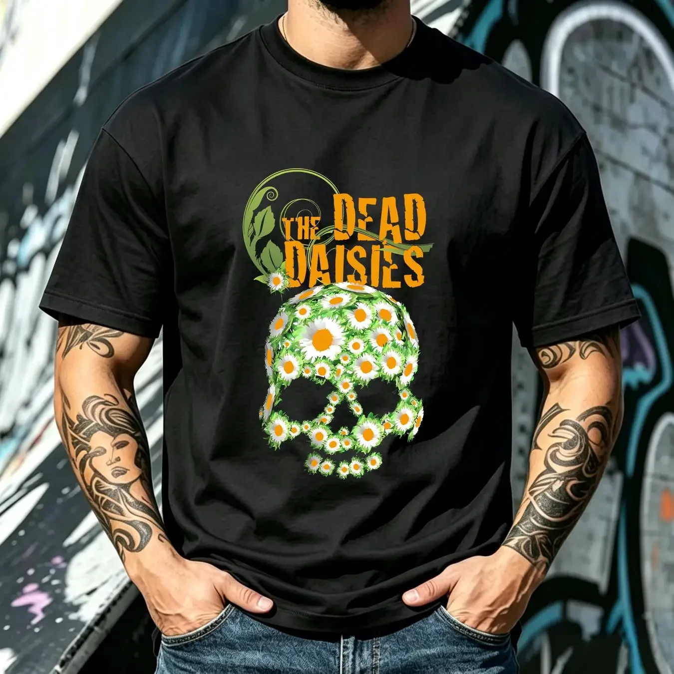 washed T Shirt The Dead Daisies Band For Fan Black All Size TMA567 vintage Washed Breathable Slightly Versatile Casual