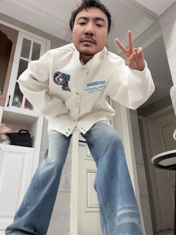 

2025 New High Street Maze Pattern Ethnic Sle Baseball Jaet Men's Spring Autumn High End Couple's Outerwear Trendy