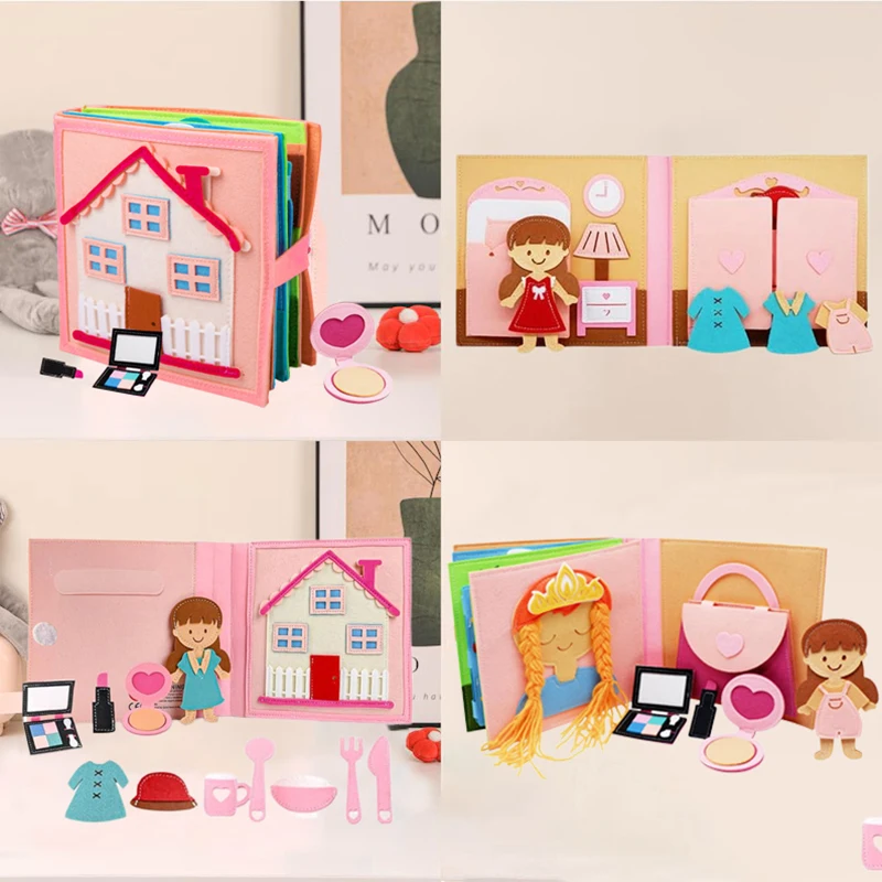 Montessori Felt Busy Book Early Educational Toy Pretend Play Book Travel Toys Screen-Free Activities Quiet Play Christmas Gifts