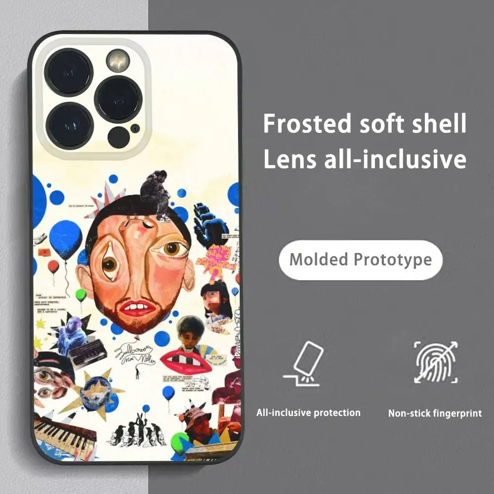 حافظة هاتف M-Mac Miller Singer لهاتف آيفون 15 14 13 12 11 Pro Xs Max Mini XR X 7 8 Plus غلاف ناعم أسود بلوري Funda