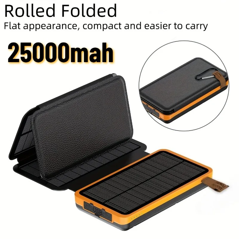 

Power Bank 25000mAh Portable Solar Cell Phone Charger,High Capacity Solar Mobile Power External Battery Pack with Camping Lights