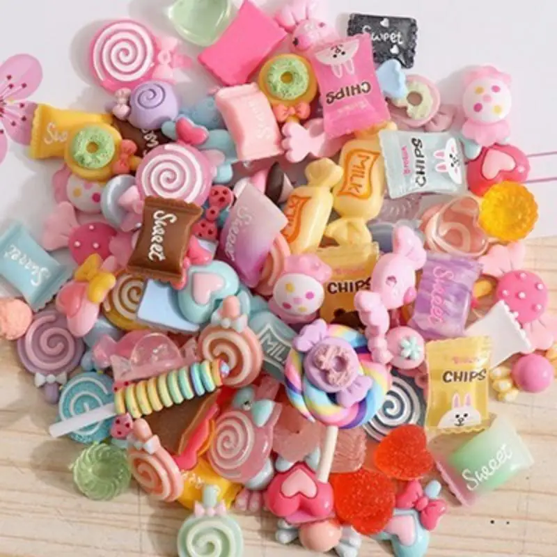 10/30pcs Resin lollipop candy Fortune Bag DIY Cream phone case material hair accessories accessories