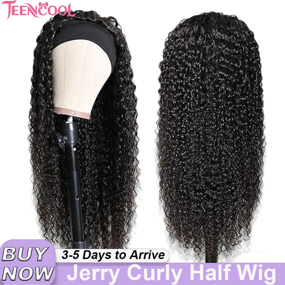 

Jerry Curly Half Wig Human Hair 16 38 Inch Brazilian Deep Wave Curly Glueless Half Wig Human Hair 3 IN 1 Seamless Clip Ins Flip Over Drawstring Half Wig Glueless Half Wigs 200% Density