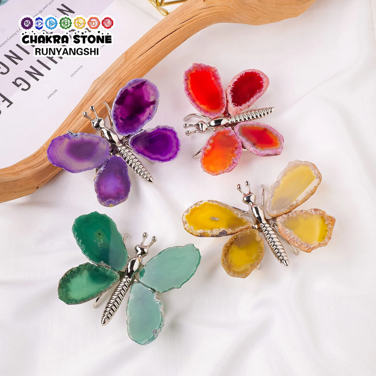 1pc natürliche Kristall Achat Platte Schmetterling Schmetterling Brosche Mode Damen Brosche Damen Hochzeits feier Kleid Pin Schmuck Geschenk