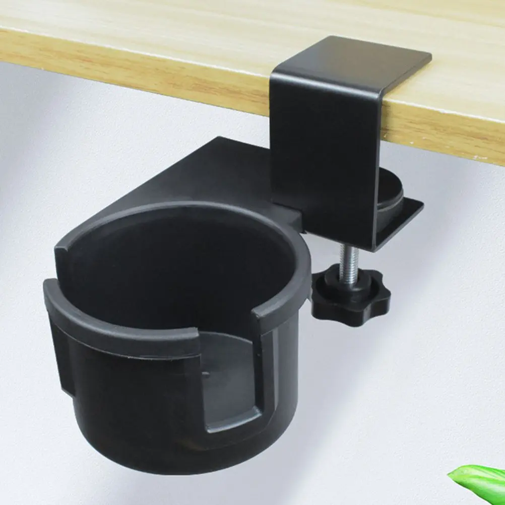 Desktop Cup Holder Clip with Anti-Slip Mat – Strong Side-Mount Cup Fixing for Office, Classroom, Car, Bus