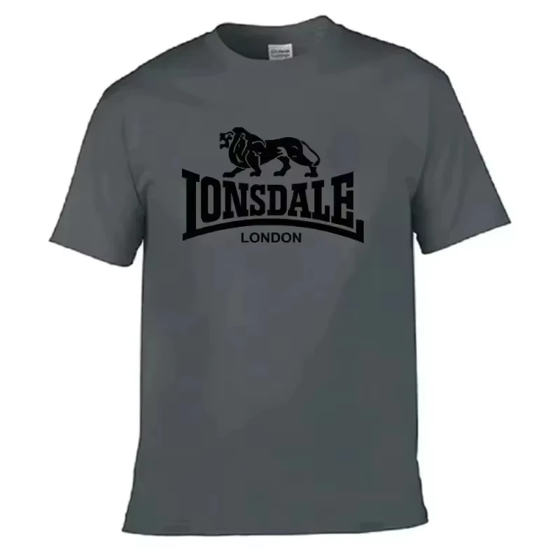 Herren-T-Shirt mit Löwen-Lonsdale-Print, kurzärmelig, locker und bequem, aus reiner Baumwolle, Street-Style, Oversize-Herrenkleidung für den Sommer – Detail 12