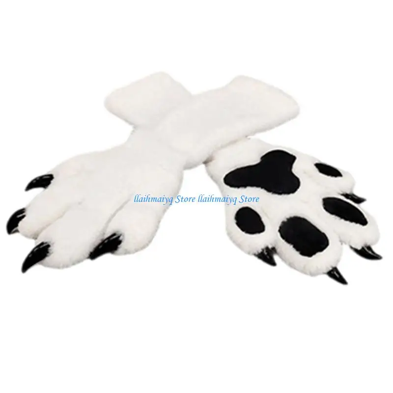 573B Cats Claw Gloves Fursuit Animal Wolf Paws Mittens Halloween Cosplay Costume Accessories Therians Gear Gift Women Men