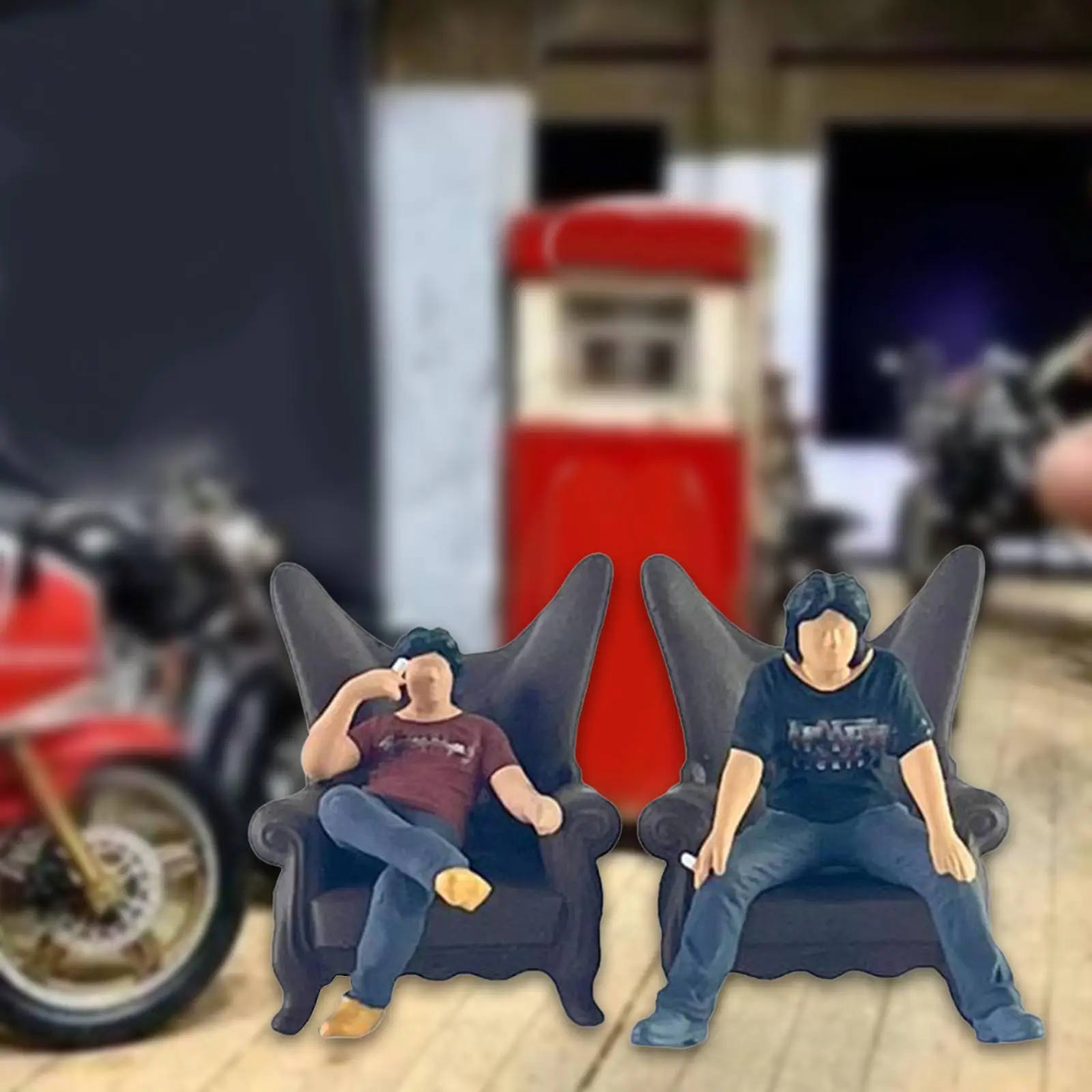 2x 1/64 Mannen En Stoelfiguren Lay-Out Miniatuurscènes Model Beeldjes Decor