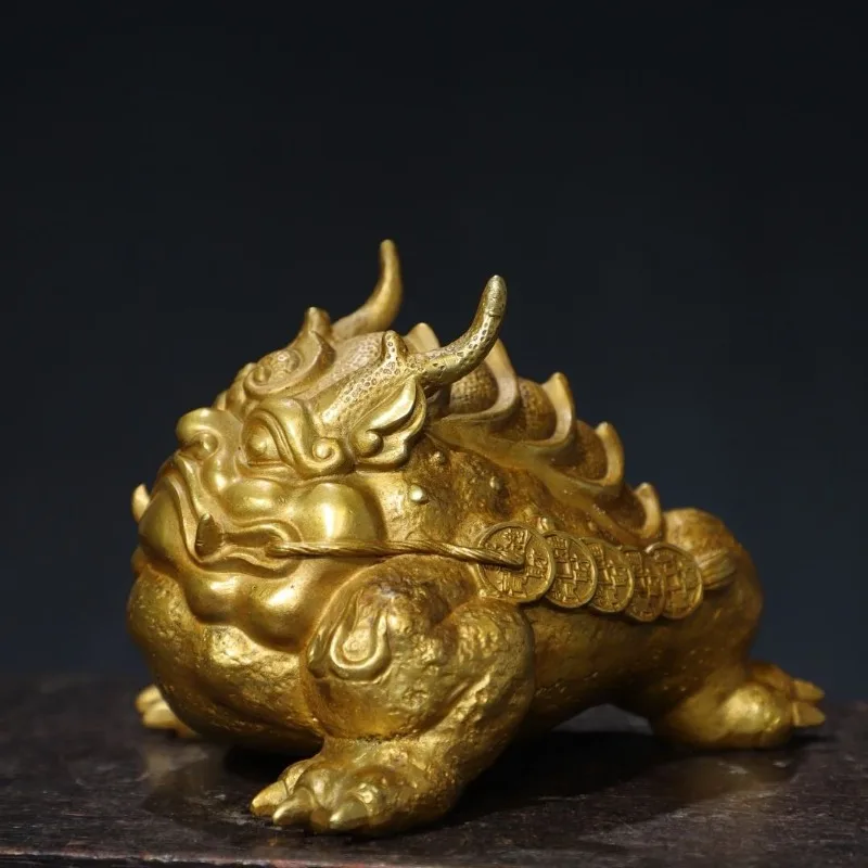 Vintage Three-Legged Toad Statue Wealth Jin Chan Money Frog Feng Shui Decor for Home Office Desk Ornament