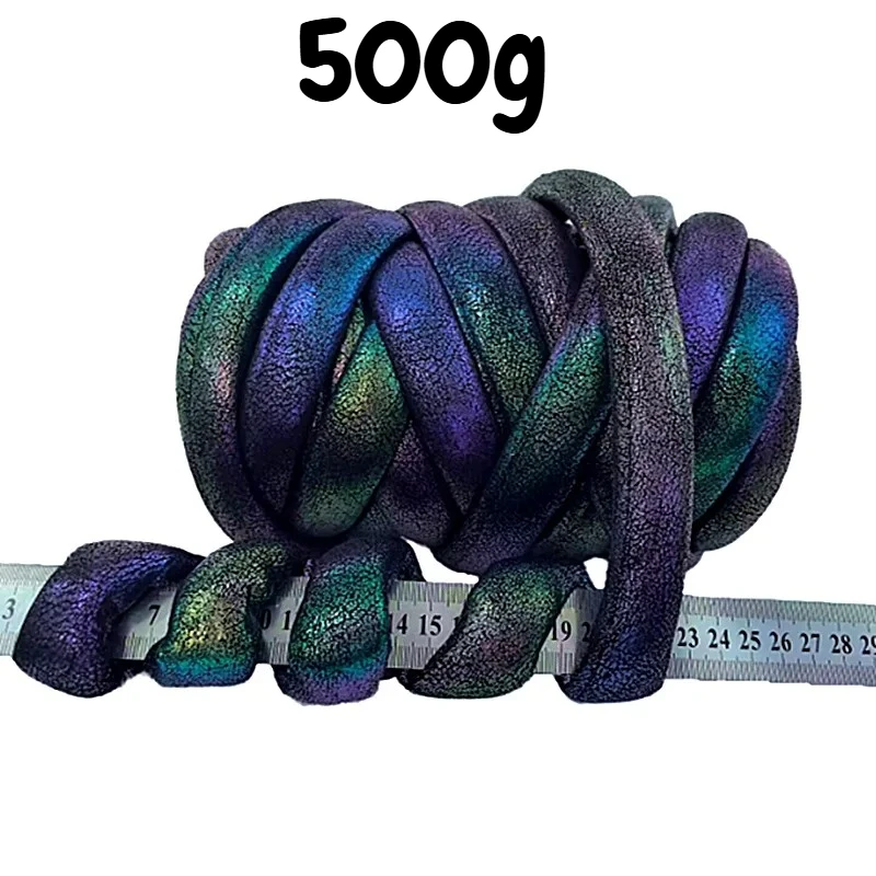 

500g Metallic Texture Filled Core Yarn, Icelandic Thread, DIY Cat and Dog Nest Bag Glowing Shiny Leather Hand Woven Chunky Yarn