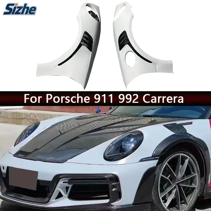 

Porsche 992 Carrera Carbon Fiber Body Kit - Front Bumper Fender Air Duct Vents Grille Panel Replacement Retrofit Parts for 911