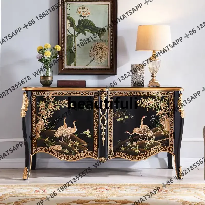 

Европейский шкаф на крыльце из цельного дерева, шкаф для прихожей, окрашенный обеденный шкаф, украшение для хранения большой емкости H