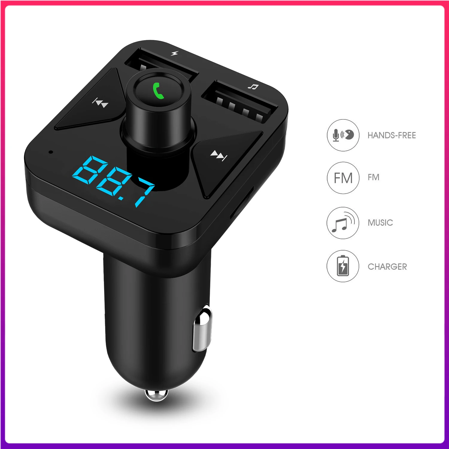 

Car FM Transmitter Bluetooth 5.0 FM Radio Modulator Car Kit 3.4A USB Car Charger Handsfree Wireless Aux Audio MP3 Player