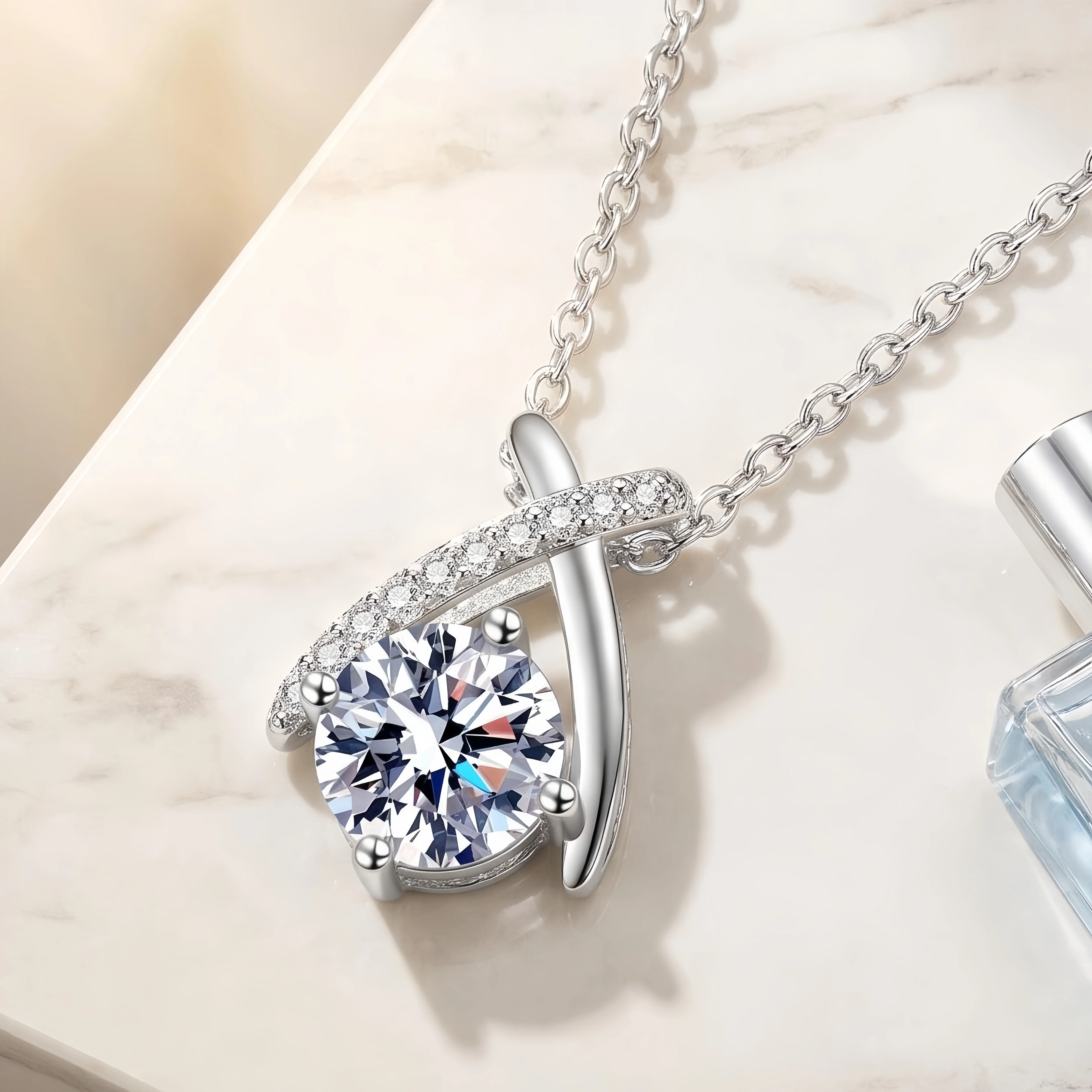 

NEW 925 Sterling Silver 5A Zircon Necklace Pendant Simple for Women Wedding Jewelry Fine Accessories Fashion Chain Party Gifts