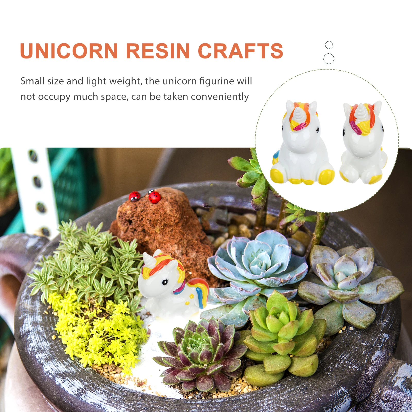 

2pcs Unicorn Trinkets Resin Craft Mini Decorations Small Size Figurine Statue Long Lasting Durable Bonsai L nament Car