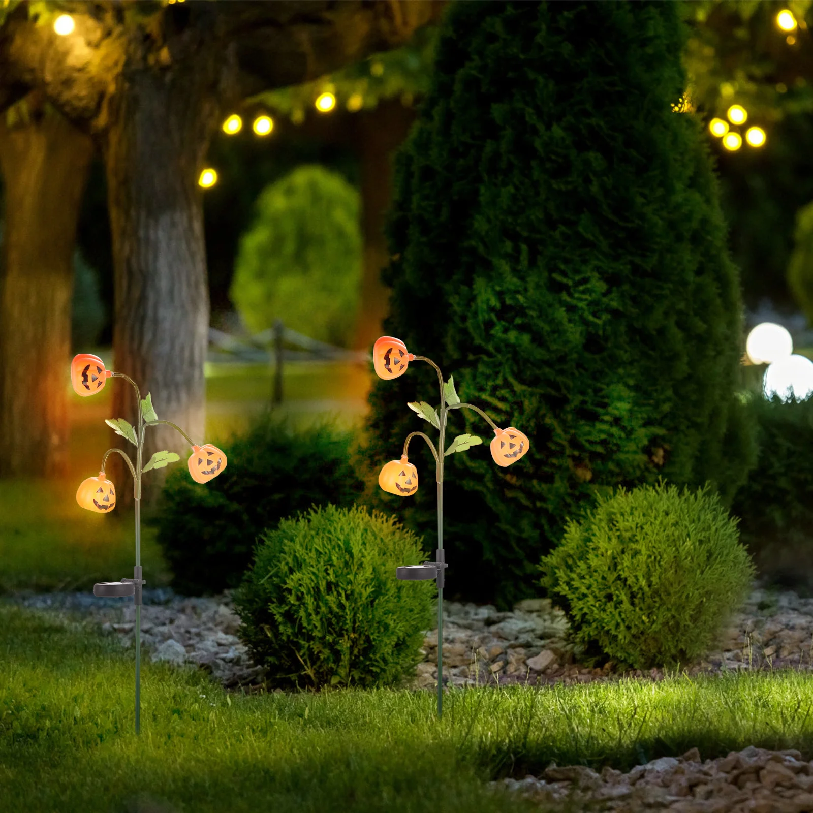 Pumpkin Lantern Halloween Ground Insert Lamp Soar Lawn Adornments LED Solar Light Garden