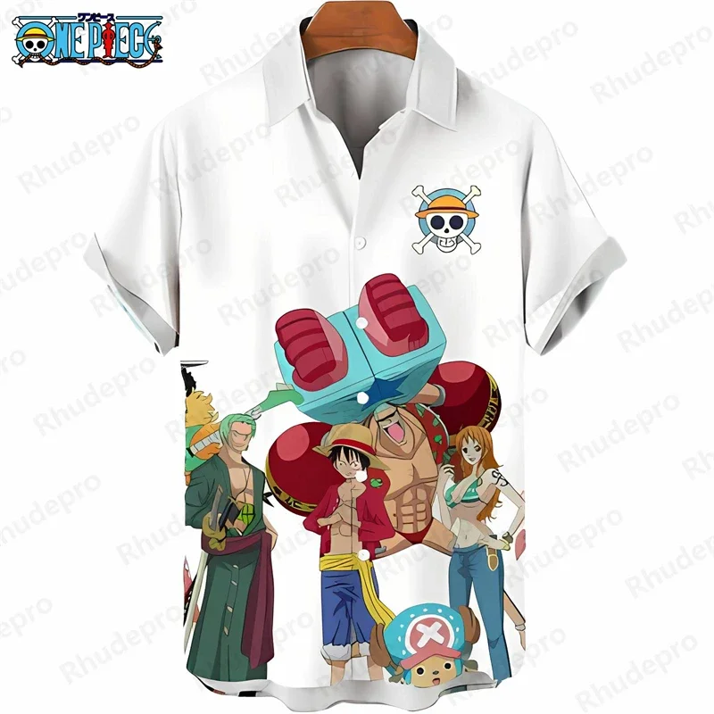 Men's One Piece Hawaiian Shirt Summer Tropical Print Short Sleeve Loose Casual Anime Kids Clothes Beach Holiday Shirt Tops