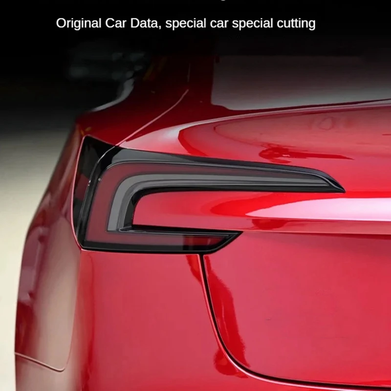 For Tesla Model 3 Highland 2024 Car Rear Taillight Protective Film TPU Tail Lamp Cover Sticker Trim - Smoked Black Replacement