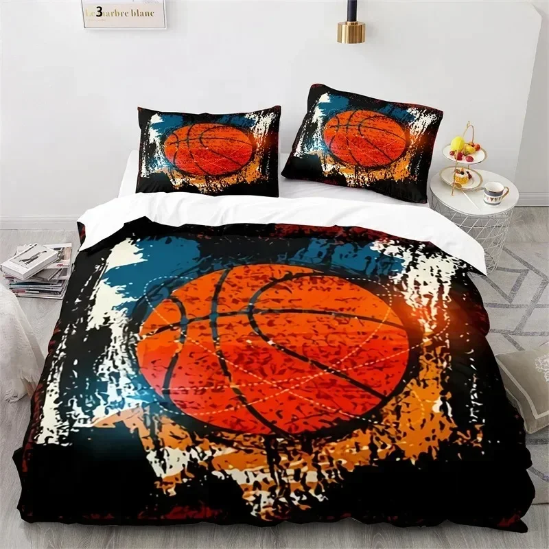 

Boys Basketball Bedding Set Sports Theme 3D Ball Duvet Cover Full King For Teen Boys Microfiber Competitive Game Comforter Cover