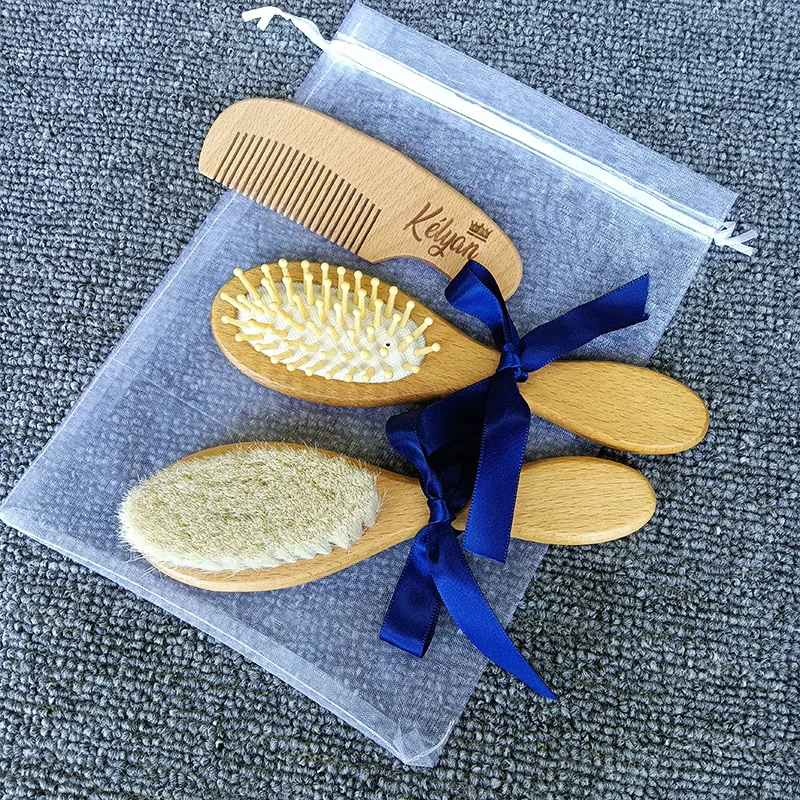 Personalized Baby Gift Newborn Hair Brush and Comb, Baby Keepsake Wood Bristle Toddler Comb Baby Shower Gift