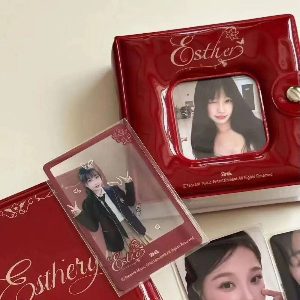 

Высококачественный двусторонний альбом для фотокарточек с внутренней страницей, многофункциональный держатель для фотокарточек, красный милый рукав для карт, школьный офис