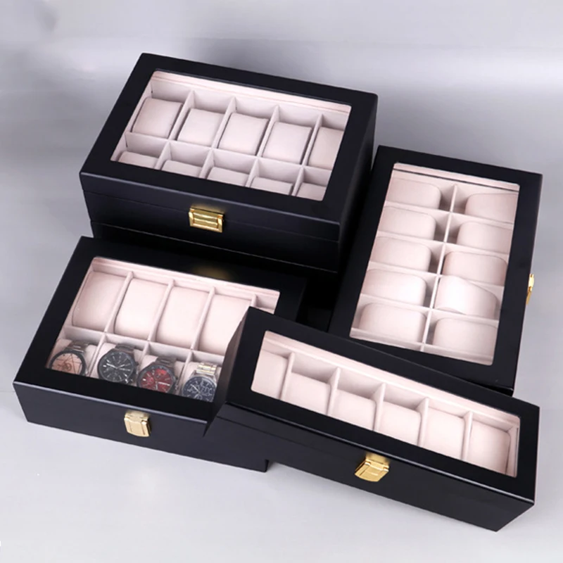 صندوق ساعة جلدي ريترو أسود صندوق تخزين ساعات الرجال ساعات المعصم الميكانيكية اكسسوارات المنظم صناديق صناديق العرض الفاخرة