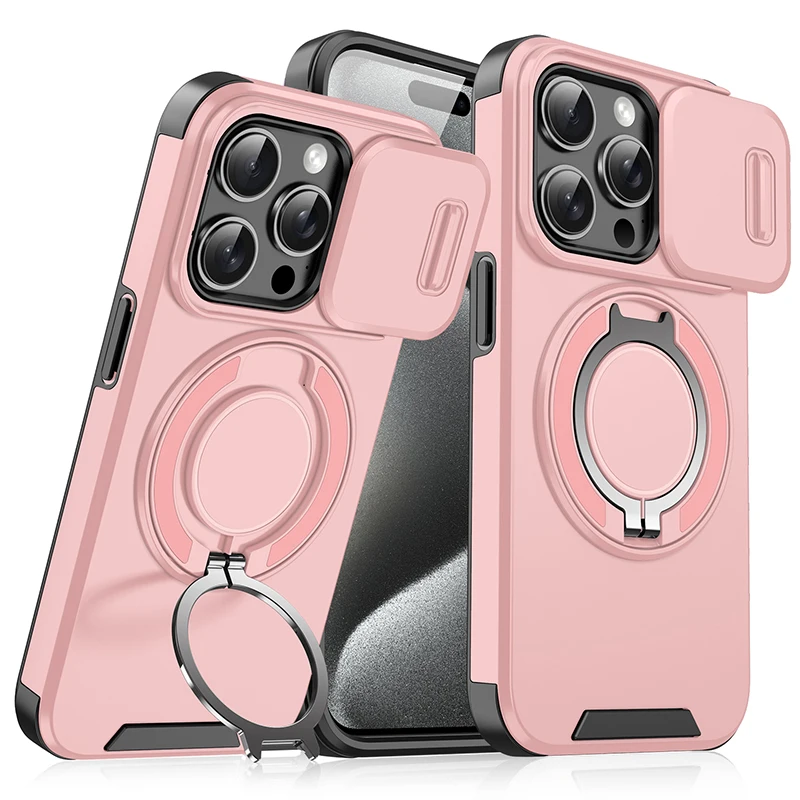 360 ° Roterende Verborgen Metalen Ring Autohouder Zacht TPU + Hard PC Bumper Telefoonhoesje Voor IPhone 15 Pro Max 13 12 11 14 16 Pro Max Plus