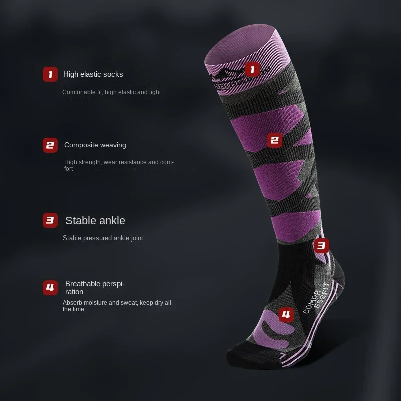 Chaussettes de sport chaudes et respirantes, anti-ald, tube haut, course à pied, fitness, ski en plein air, automne et hiver